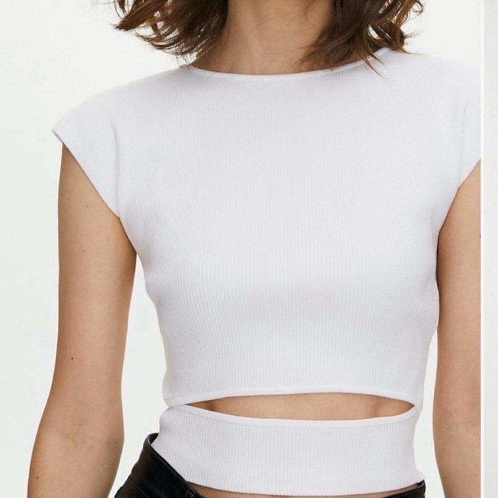 Wilfred Ivory Ribbed Short Sleeve Knit Top